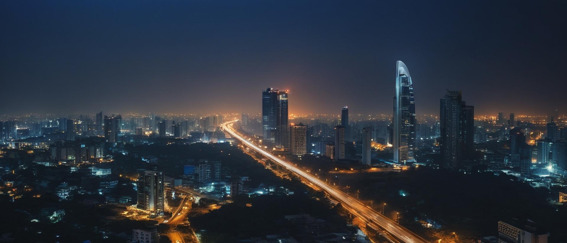 Indian city skyline at night